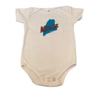 American Apparel State Of Maine Bodysuit Boy’s Size 6-12 Months Snaps White Blue